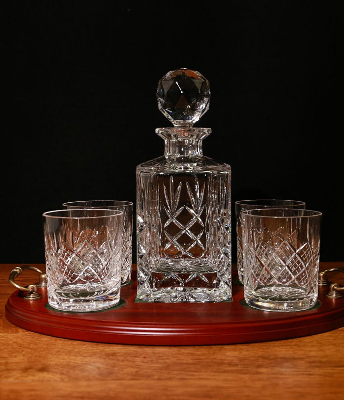 Panel Style Whisky 5 Piece Hosting Tray Set