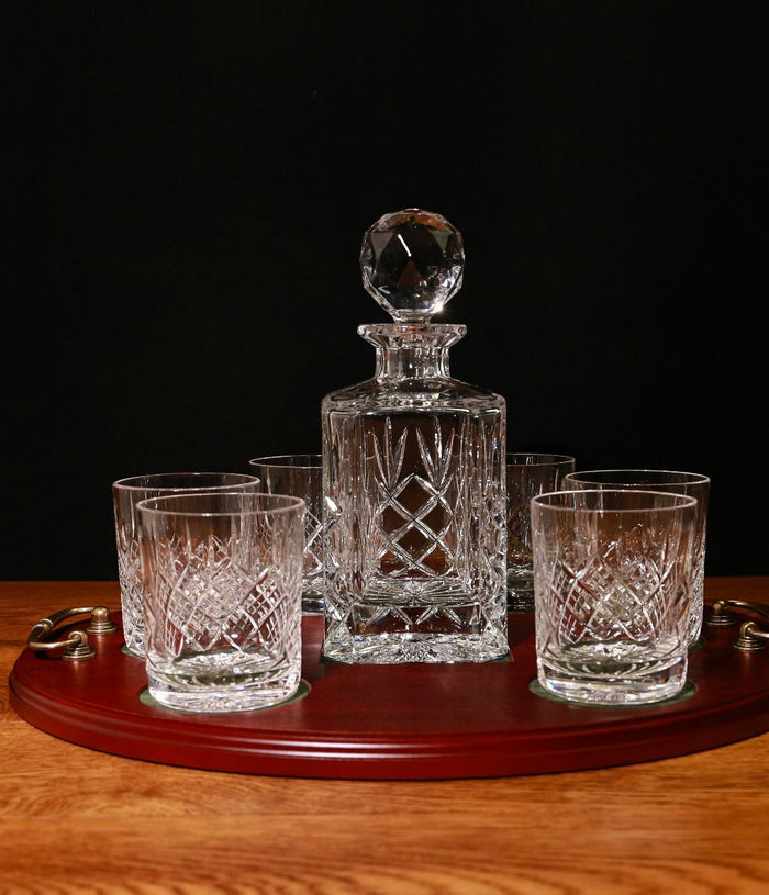 Panel Style Whisky 7 Piece Hosting Tray Set