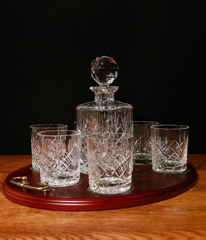Panel Style Whisky 7 Piece Hosting Tray Set