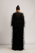 PARIS FEATHERED KIMONO - BLACK