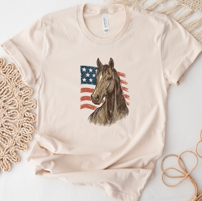 Patriotic Horse Flag- Bella Canvas T-Shirt