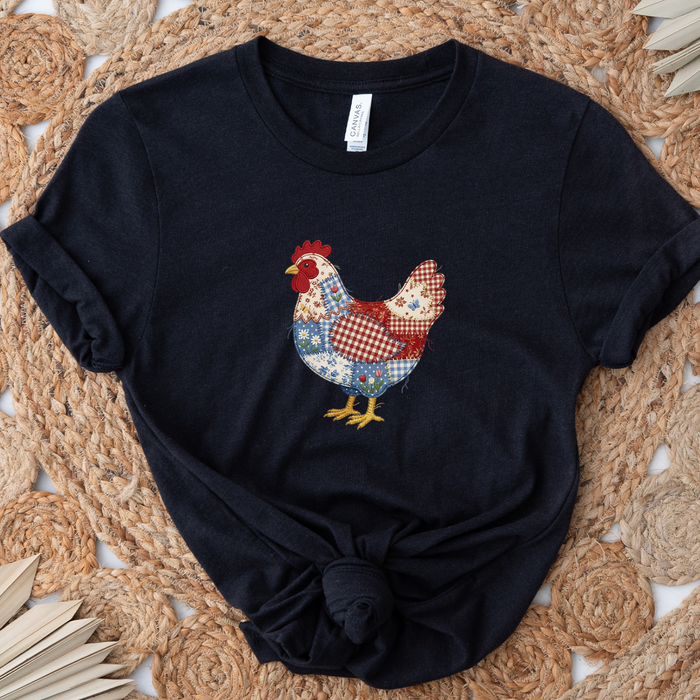 Patriotic Patchwork Chicken- Bella Canvas T-Shirt