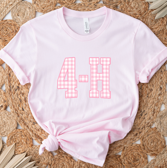 Pink Checker 4-H- Bella Canvas T-Shirt