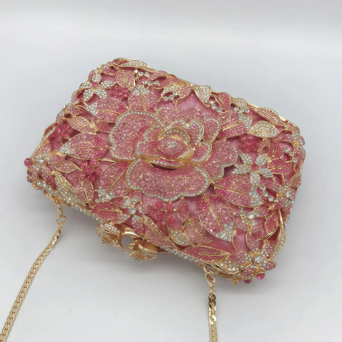 Pink Gold Floral Lace Clutch HB011 Sheer Fairy