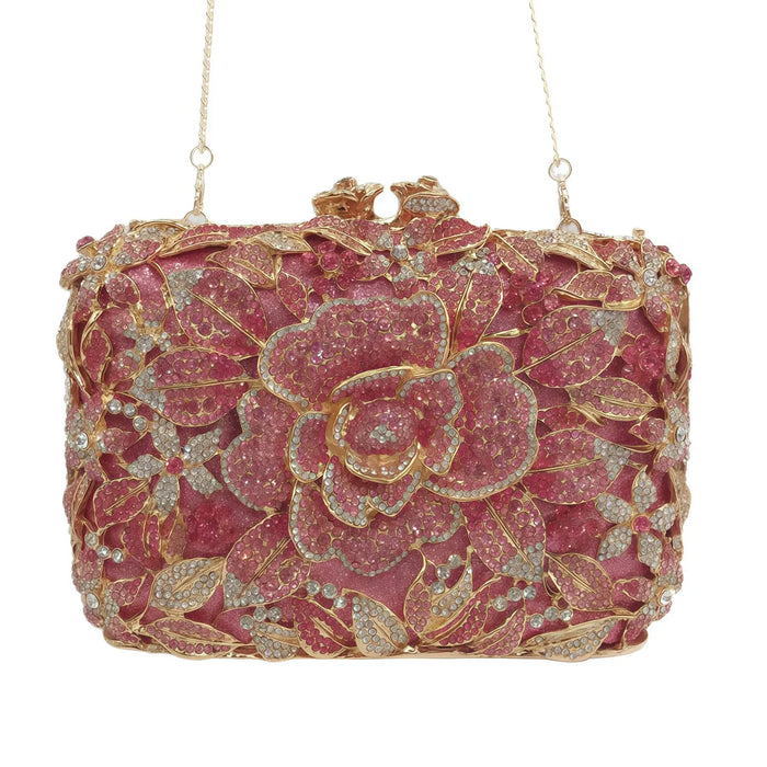 Pink Gold Floral Lace Clutch HB011 Sheer Fairy