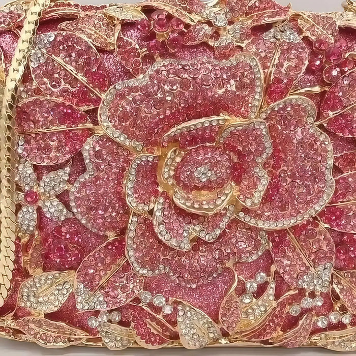 Pink Gold Floral Lace Clutch HB011 Sheer Fairy