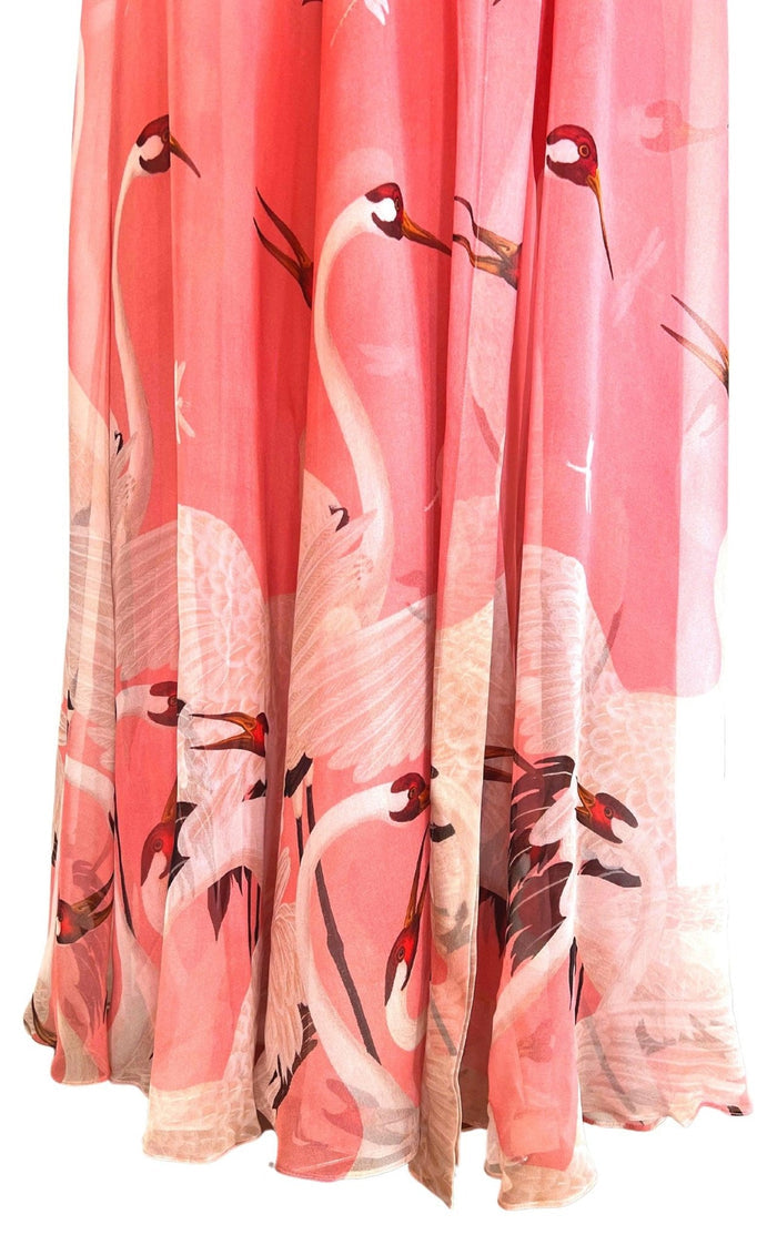 Gucci Pink Swan Print Dress with Bows on the Front - Runway Catalog