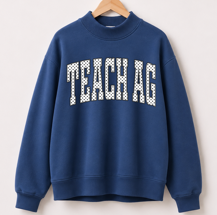Polka Dot Teach Ag - Navy Mock Neck
