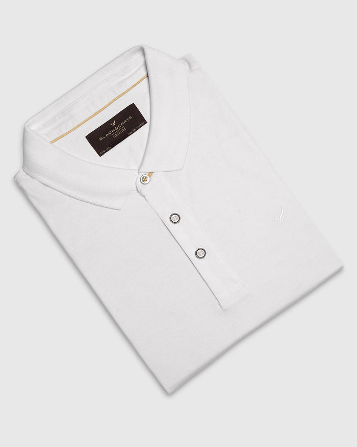 Polo White Solid T-Shirt - Toll