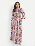 Women’s floral Pouline dress with long sleeves, flowy maxi fit and elegant stylish design