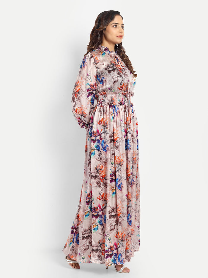 Women’s floral Pouline dress with long sleeves, flowy maxi fit and elegant stylish design