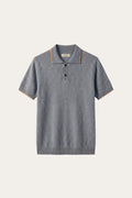 Prato Cashmere Knit Polo Ash Blue