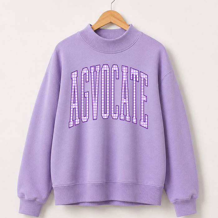 Purple Plaid Agvocate - Lavender Mock Neck