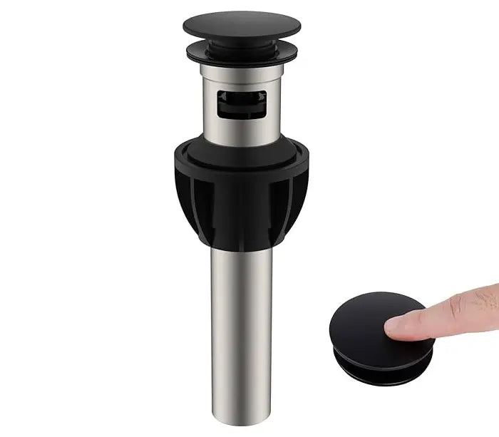 Push and Seal Stainless Steel Pop-Up Bathroom Drain Matte Black