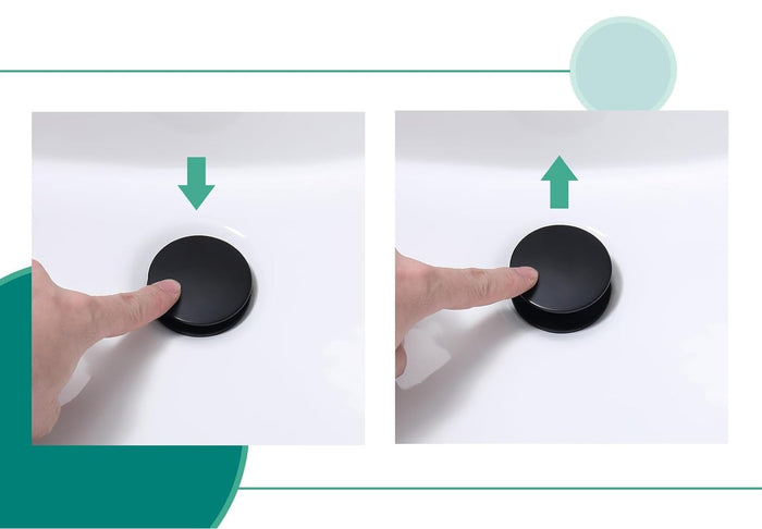 Push and Seal Stainless Steel Pop-Up Bathroom Drain Matte Black