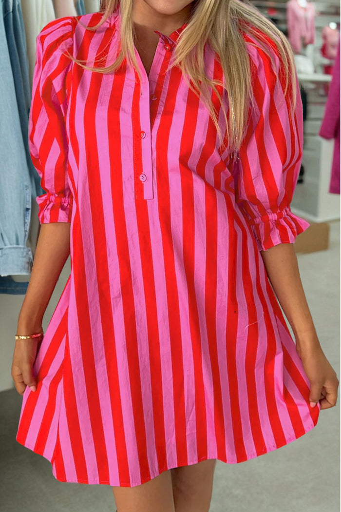 Radiant Striped Puff Sleeve Dress