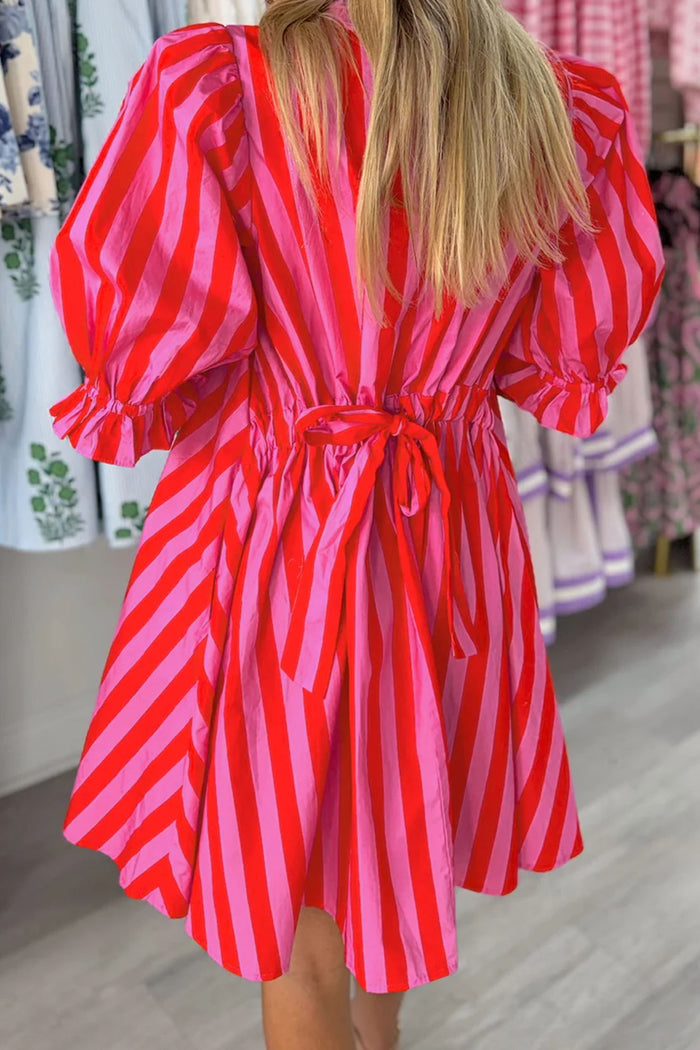 Radiant Striped Puff Sleeve Dress
