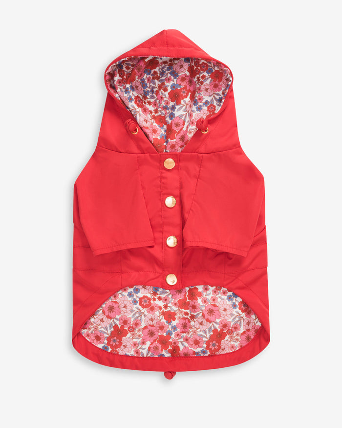 Red Hooded Pocket Jacket