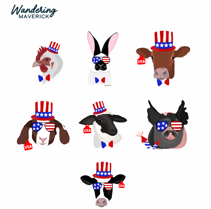 Red, White, and Blue Animals-CHOOSE YOUR ANIMAL– Hoodie