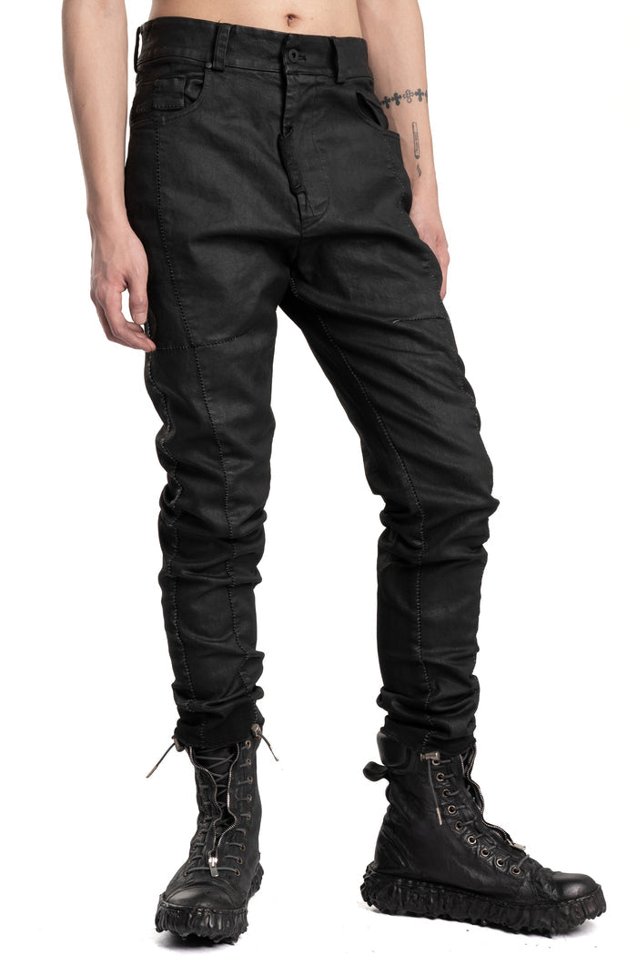 MD75 | SS26 -  Regular Fit Coated Jeans, Black Leather MD13275