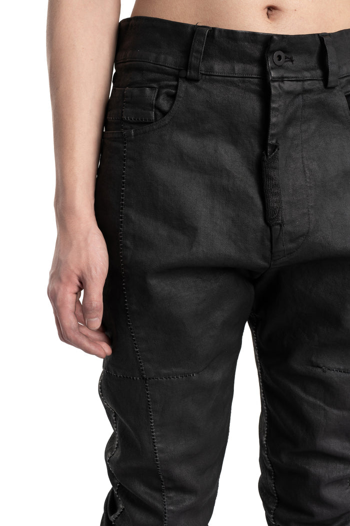 MD75 | SS26 -  Regular Fit Coated Jeans, Black Leather MD13275