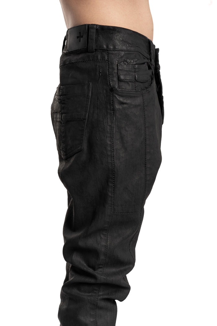 MD75 | SS26 -  Regular Fit Coated Jeans, Cracked MD13275