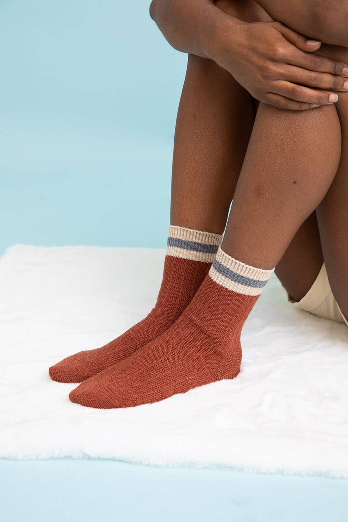 Retro Color Block Wool Blend Crew Socks