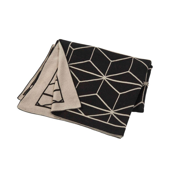 Amalfi Reversible Empire Knit Throw – Black & Grey | Koop.co.nz