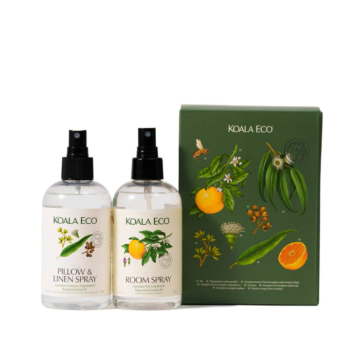 Two KOALA ECO spray bottles and a packaging box on a white background