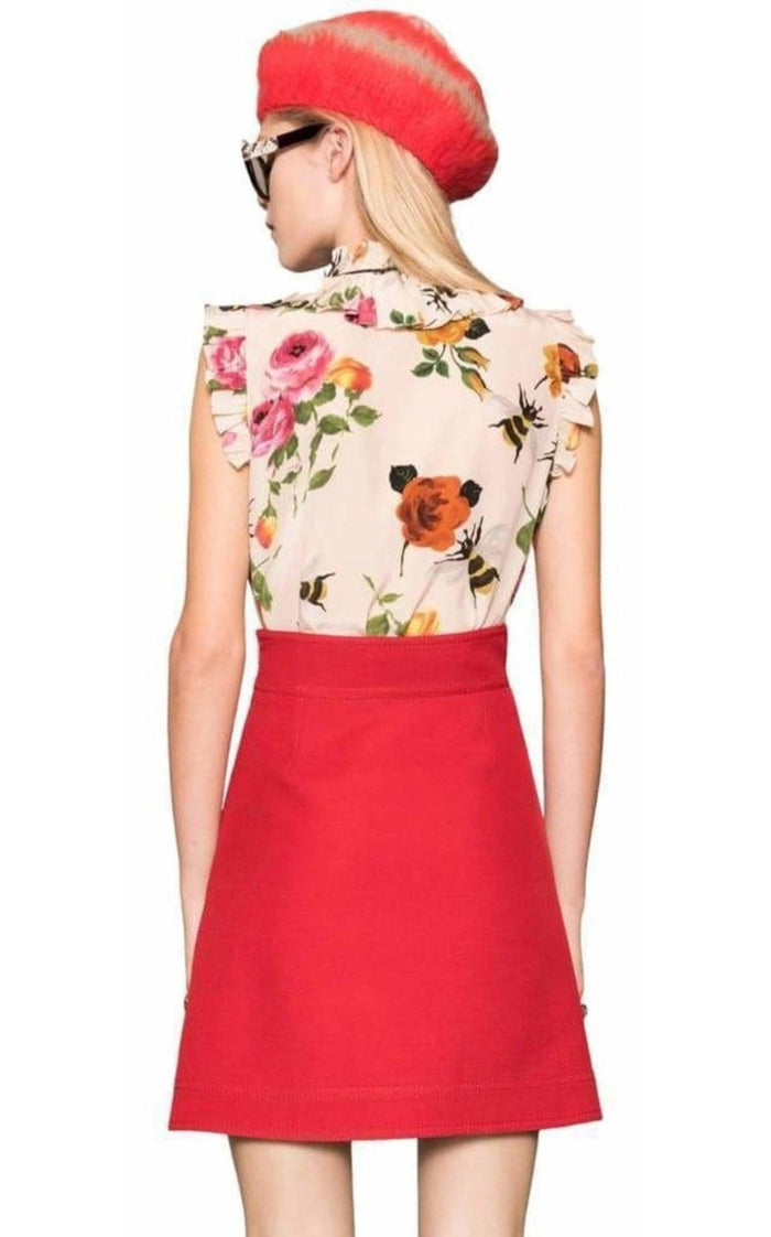Gucci Rose Print Ivory Silk Shirt - Runway Catalog