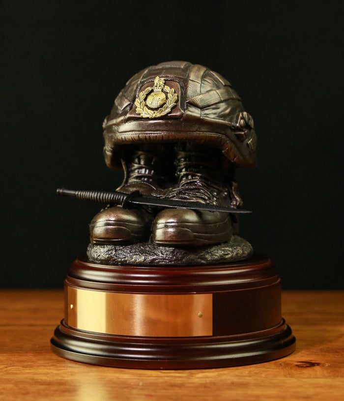 Royal Marines Boots and Helmet - Bronze