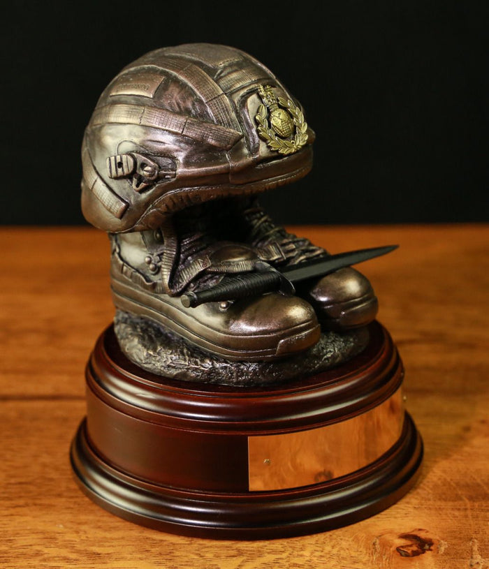 Royal Marines Boots and Helmet - Bronze