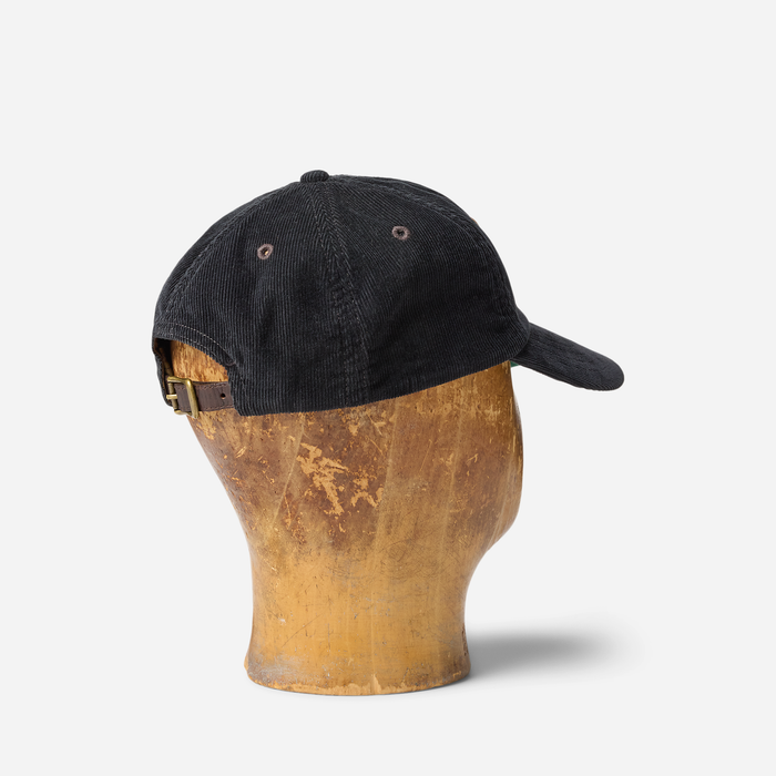 RRL Leather Patch Corduroy Trucker Cap Black