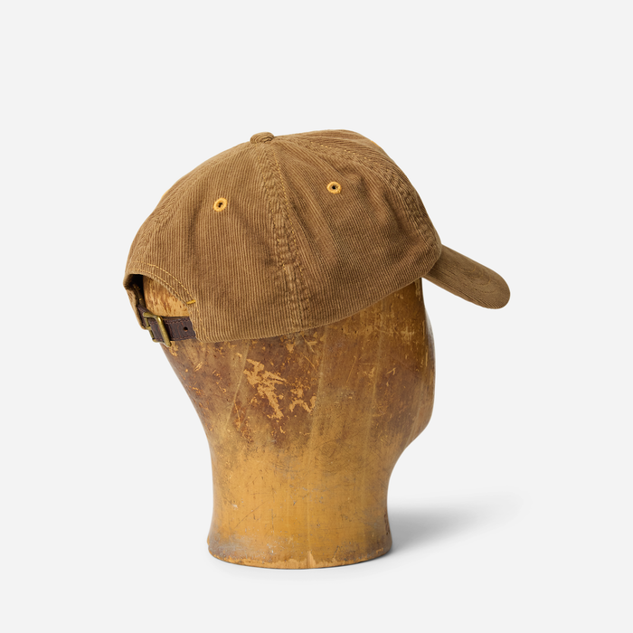 RRL Leather Patch Corduroy Trucker Cap Tan
