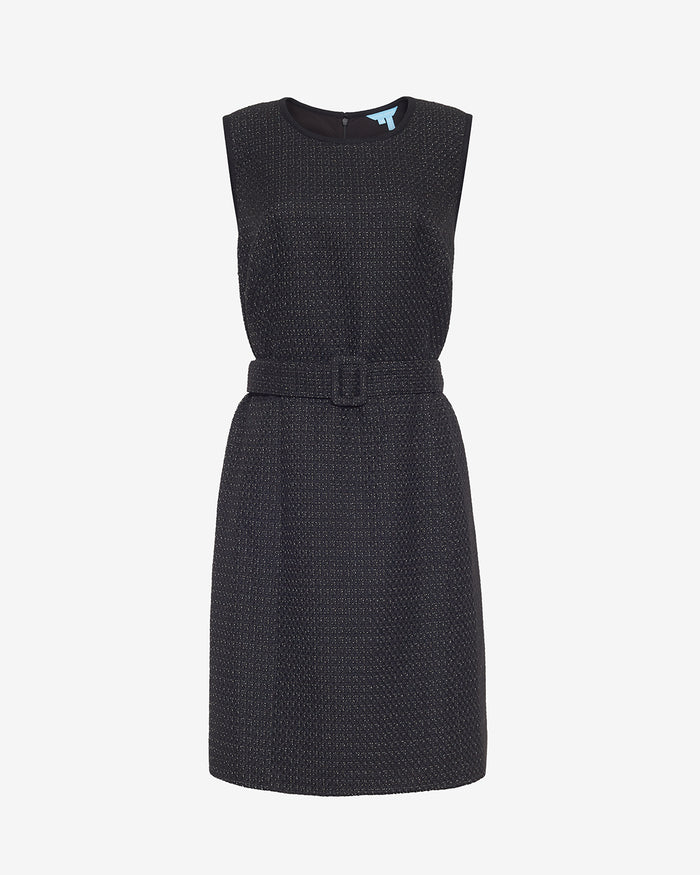 Sadie Belted Shift Dress in Tweed