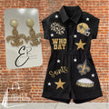 New Orleans Saints black & gold sequin romper for game day — All Put Together