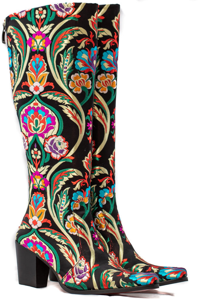 Satin Silk Knee High Boot