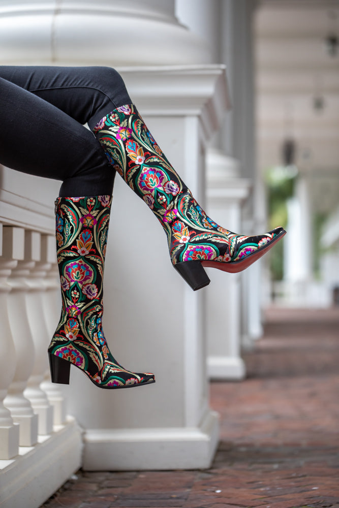 Satin Silk Knee High Boot