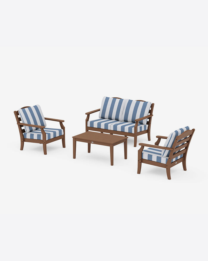Savannah 4-Piece Deep Seating Set with Loveseat in Cabana Stripe