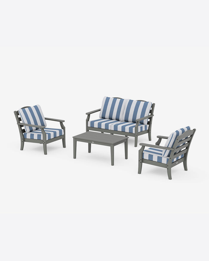 Savannah 4-Piece Deep Seating Set with Loveseat in Cabana Stripe