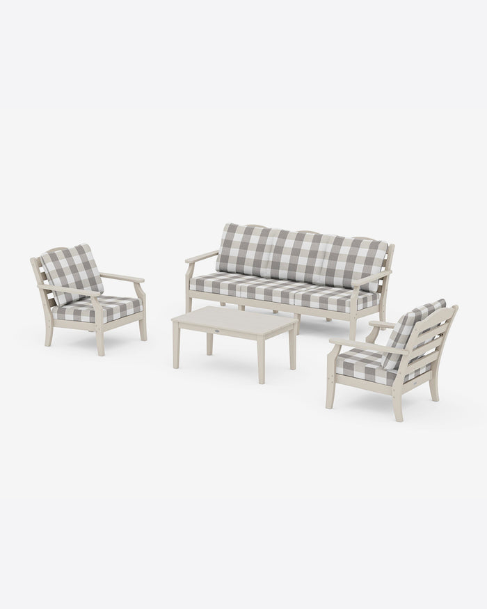 Savannah 4-Piece Deep Seating Set with Sofa in Buffalo Plaid
