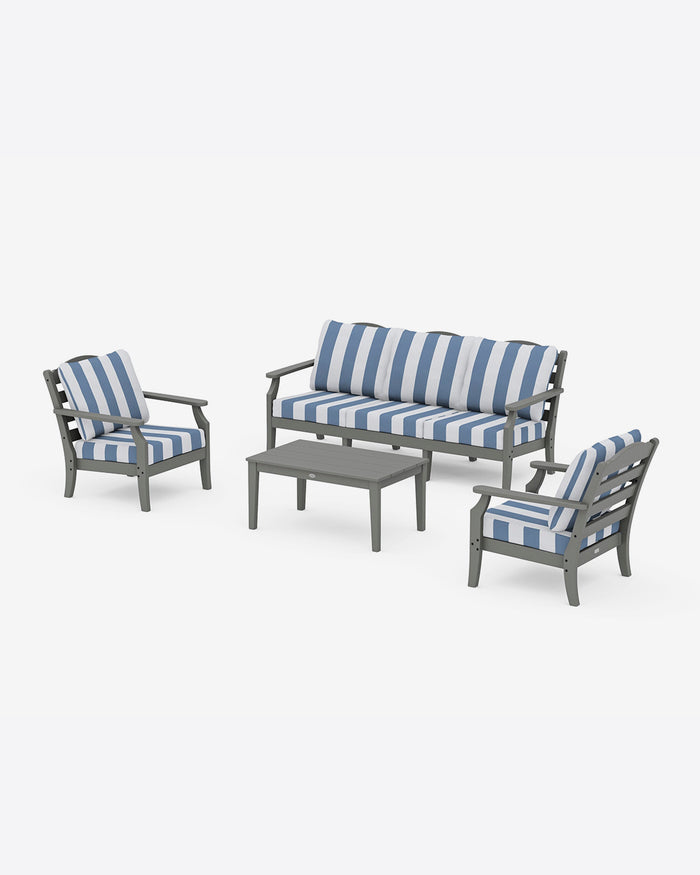 Savannah 4-Piece Deep Seating Set with Sofa in Cabana Stripe
