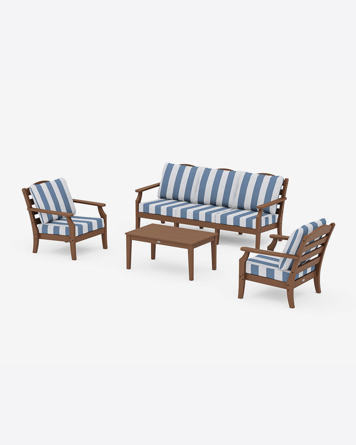 Savannah 4-Piece Deep Seating Set with Sofa in Cabana Stripe