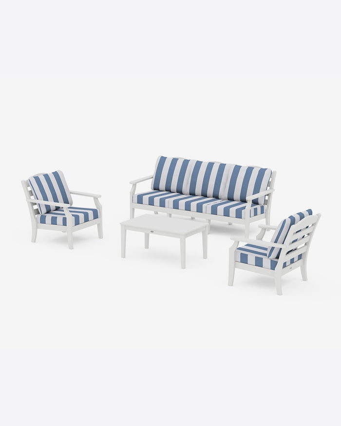 Savannah 4-Piece Deep Seating Set with Sofa in Cabana Stripe