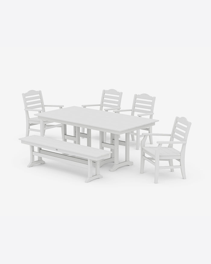 Savannah 6-Piece Farmhouse Dining Set with Bench