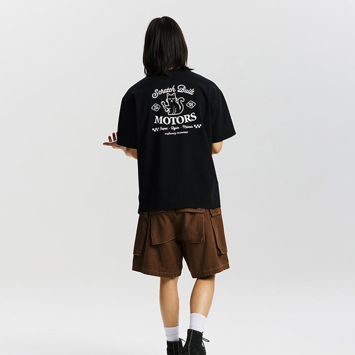 SCRATCH BUILT MOTORS HALF T-SHIRT - BLACK