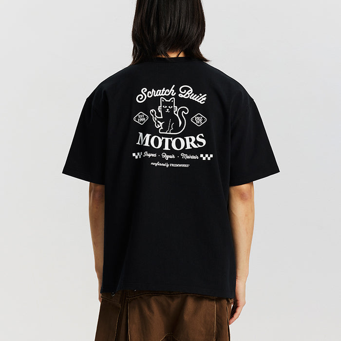 SCRATCH BUILT MOTORS HALF T-SHIRT - BLACK