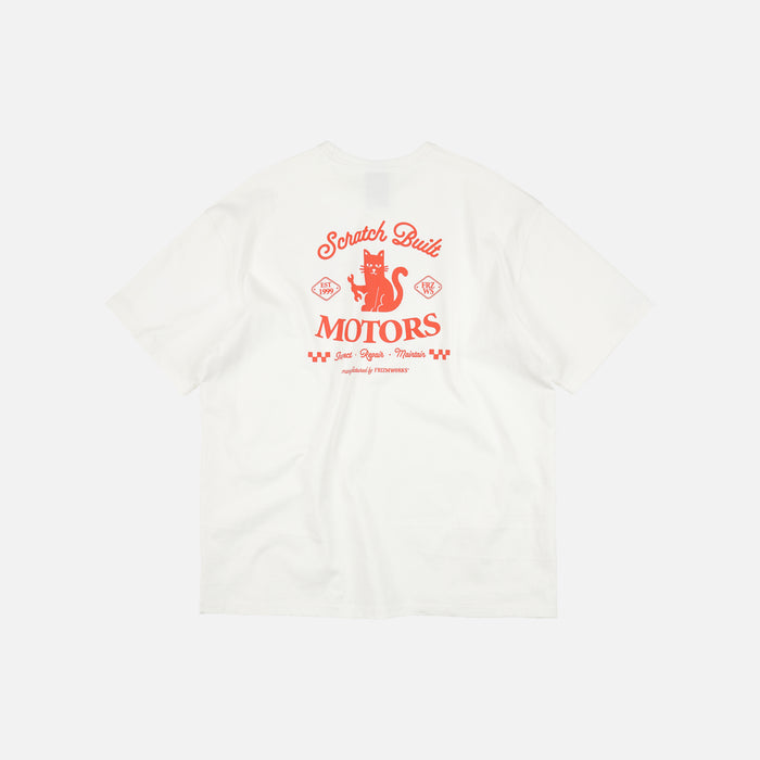 SCRATCH BUILT MOTORS HALF T-SHIRT - WHITE