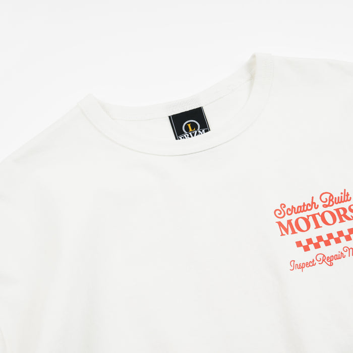 SCRATCH BUILT MOTORS HALF T-SHIRT - WHITE