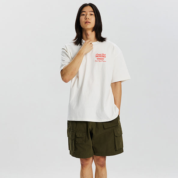 SCRATCH BUILT MOTORS HALF T-SHIRT - WHITE